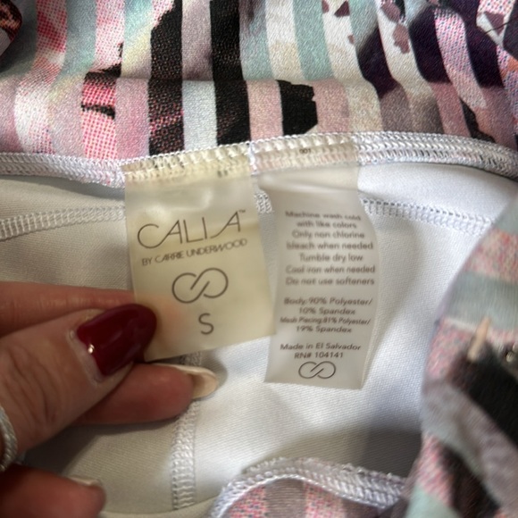 Calia By Carrie Underwood  Luster Striped Floral Mesh Leggings Size S Great - Picture 6 of 9